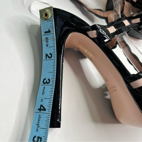 NEW RED Valentino Black Patent Leather Blush Pink Bow Strappy Sexy Heels Sandals - Picture 12 of 13